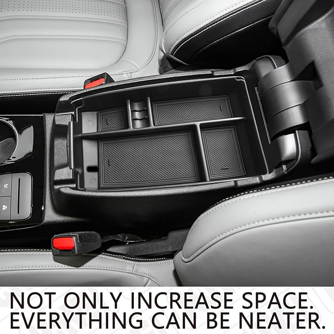 HGWEI Center Console Organizer Tray Compatible with Ford Escape 2020-2026/Bronco Sport 2021-2026 Accessories, Insert Container ABS Secondary Armrest Storage Box (Not for U725 2-Door), Black