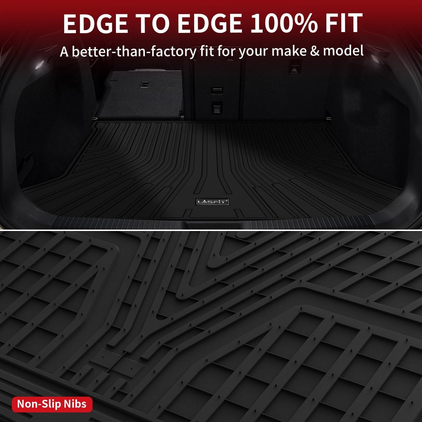 LASFIT Cargo Mat Fit for Volkswagen VW ID.4 2025 2024 2023 2022 2021 All Weather TPE Trunk Liners (Only Fit Non-Adjustable Carpet Floor)
