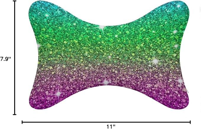Headrest Pillow for Car Seat, 2 Pcs Memory Foam Neck Support Pillow for Neck Pain Relief, Compatible with Beautiful Turquoise Bling Glitter Sparkles Pattern Car Office Soft Travel Pillow