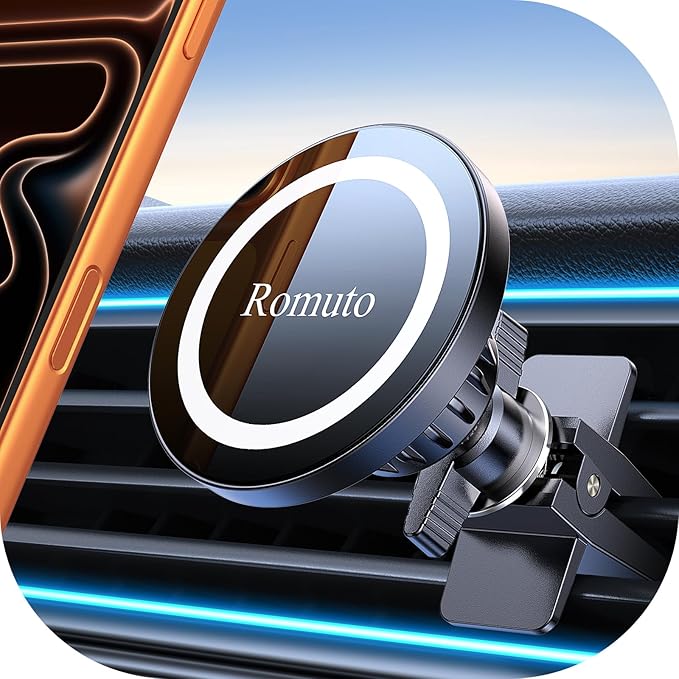 Romuto for MagSafe Car Mount Vent【Strong Magnets】 Magnetic Phone Holder for Car Phone Holder Magnetic Phone Mount Air Vent Clip Cell Phone Holders for Your Car Mount for iPhone 17 Pro Max 16 15 14 13