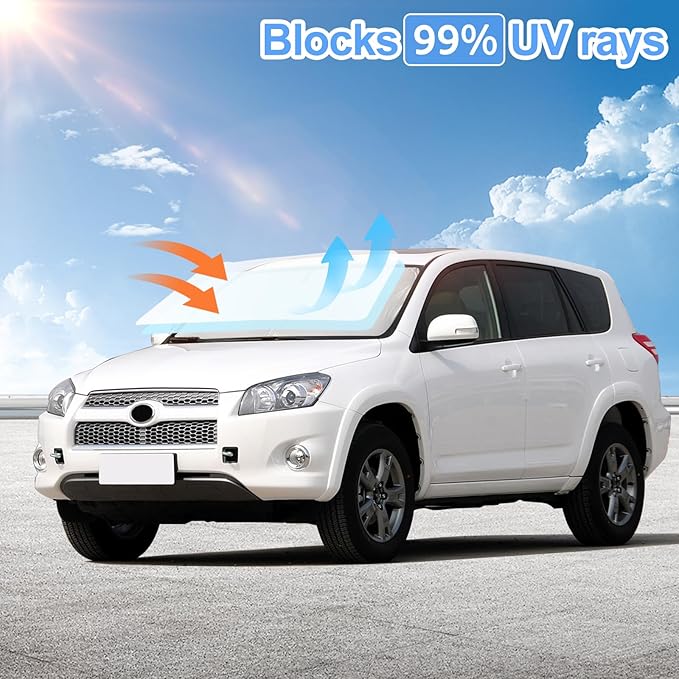 for Toyota RAV4 2013-2018 Sun Shade Sunshade Windshield Cover - 4 Layers Front Window Shade for RAV-4 Custom Fit Sun Visor - 240T Retractable Shade Blocks UV Rays Car Accessories