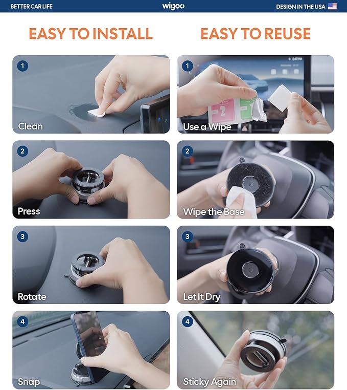 Wigoo 2026 Upgraded Car Phone Holder for Magsafe [98LBS Suction & 3000gf Magnetic] 360° Adjustable Car Mount, Cell Phone Holders for Your Car, for iPhone 17 Pro Max 16 15 14 13 12 Plus, Carbon Fiber