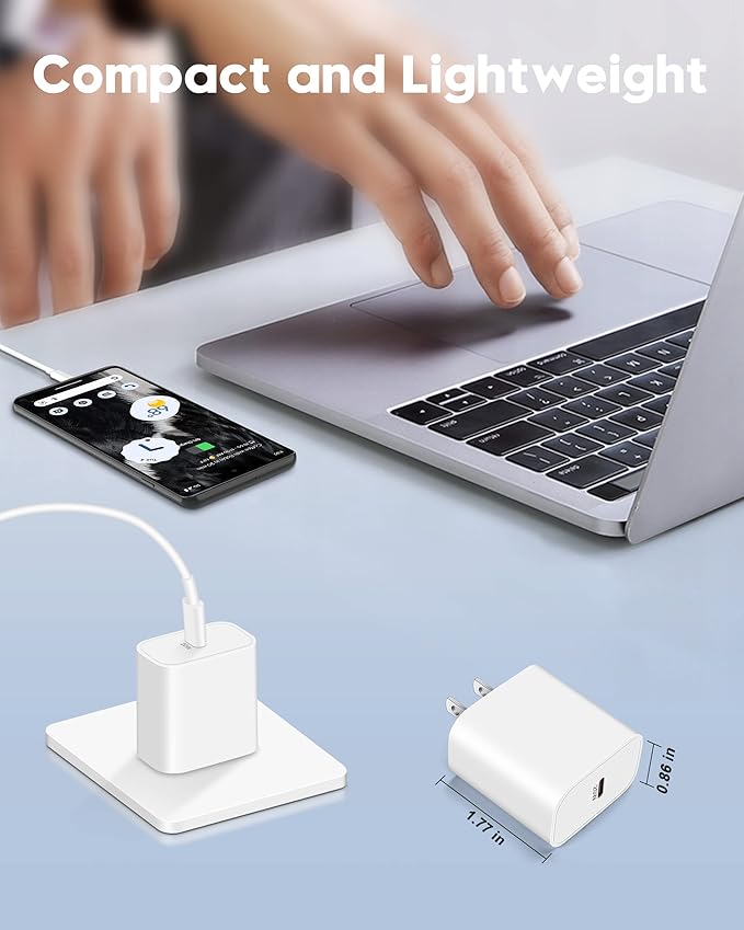 20W Fast Charger for iPhone 17/17 Pro Max/Air/17e/16/16 Pro Max/Plus, iPad Pro 13/12.9/11 inch, iPad 10th/Mini 6, AirPods, 2Pack USB C Wall Charger Type C Fast Charging Block with 3FT USB C to C Cable