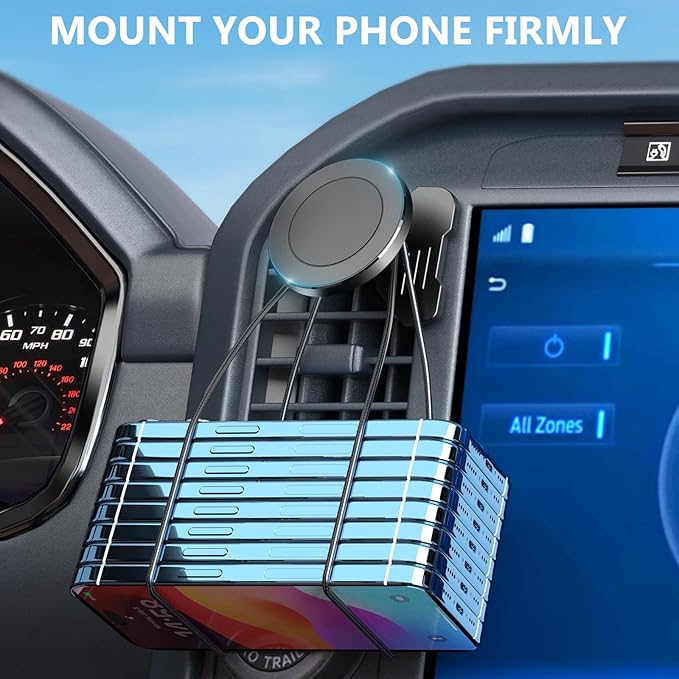 Surfcabin CNC Magnetic Truck Air Vent Phone Holder, Metal Phone Mount Cradles for F150, Compatible with Ford F150 2021-2026 & Super Duty F250 F350 F450 2021-2025 and Most Cellphones