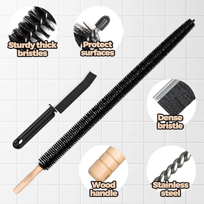 Holikme Dryer Vent Cleaner Kit 2 Pack - Household Cleaning Supplies,Long Flexible Refrigerator Coil Brush Radiator Brush,Dryer Lint Brush Home Essentials for Lint Trap Dust Vacuum Brush