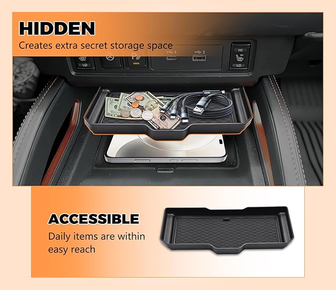 4PCS Center Console Organizer Tray for Nissan Frontier 2022-2026 accessories (S/SV/Pro-X/Pro-4X/SL) Front Console Shelf Armrest Storage Box Glove Box Organizer and Cup Holder for Nissan Frontier 2022+