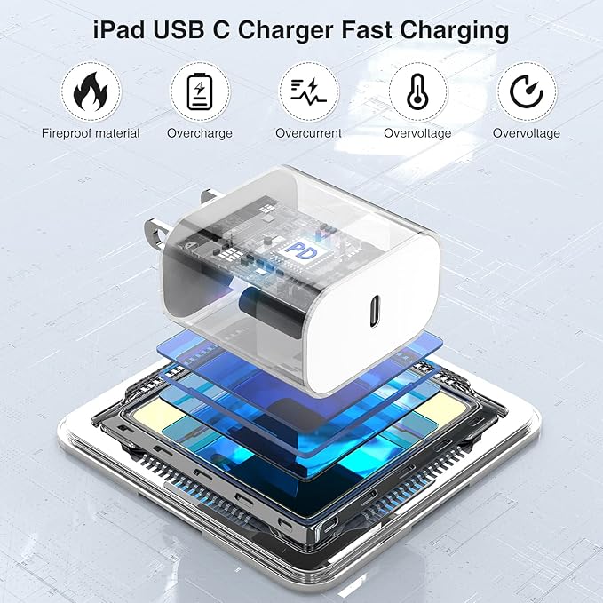 iPhone 17 16 15 Fast Charger 10ft, USB C Charging Block and Long Type C to C Cable Cord, iPad Wall Plug Power Adapter Cube Brick for Apple iPhone 17 Pro Max/17 Air/16 e/16 Pro/15 Plus/15 Mini/Samsung