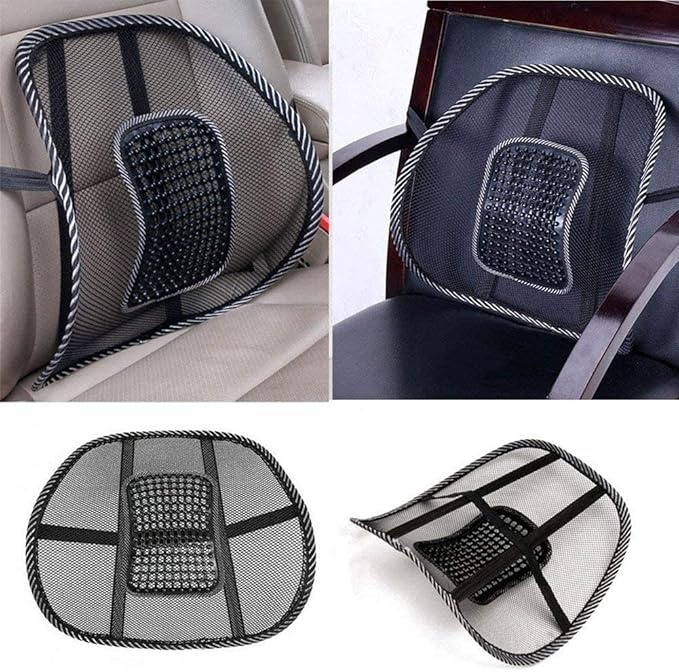 Tbest Car Ice Silk Hole Mesh Lumbar Cushion Breathable Auto Seat Waist Support Massage Pad for Office and Seats Black 40x40cm (Black)