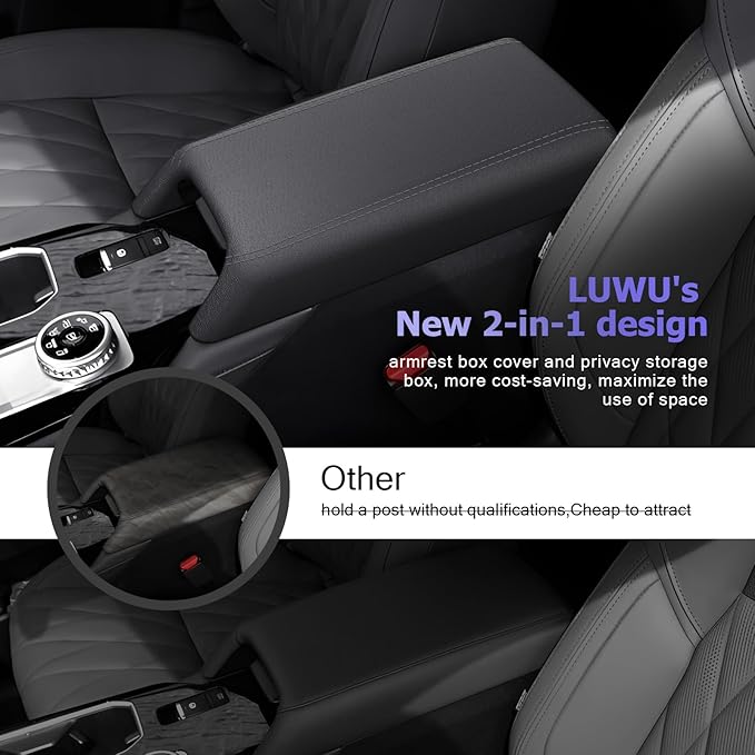 LUWU Center Console Cover Hidden Storage Box Compatible with 2025 Mitsubishi Outlander Silicon Material [2 in 1 Design] Armrest Cover Center Console Hidden Organizer Box (NOT for Outlander PHEV&Sport)