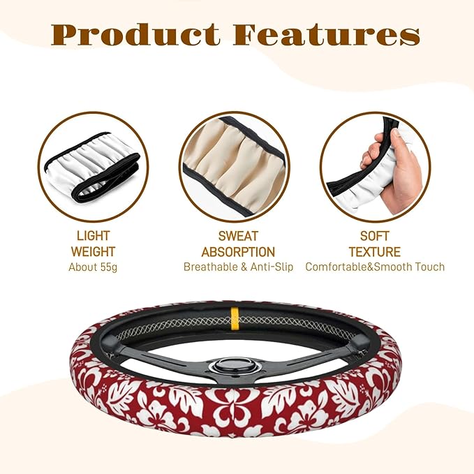 Steering Wheel Cover Accessories Neoprene Cover, Breathable Non-Slip Easy to Install Suitable for Women Men, 14.5-15.5 Inch for Car SUV Van Truck Universal - Artistic Flower