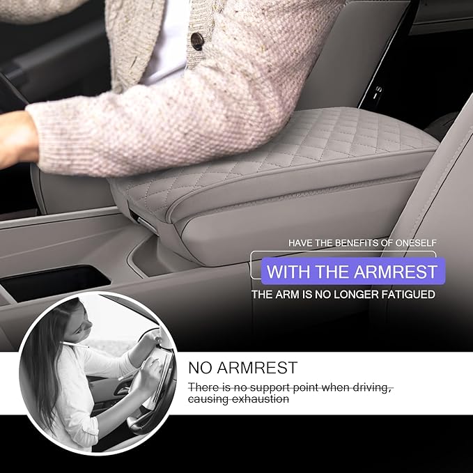 Center Console Cover Compatible with 2024 2025 2026 Hyundai Santa Fe Accessories Santa Fe Armrest Cover 2025 2026 Santa Fe SE/SEL/XRT/Limited/Calligraphy Armrest Console Cover Soft Leather(Thick Gray)