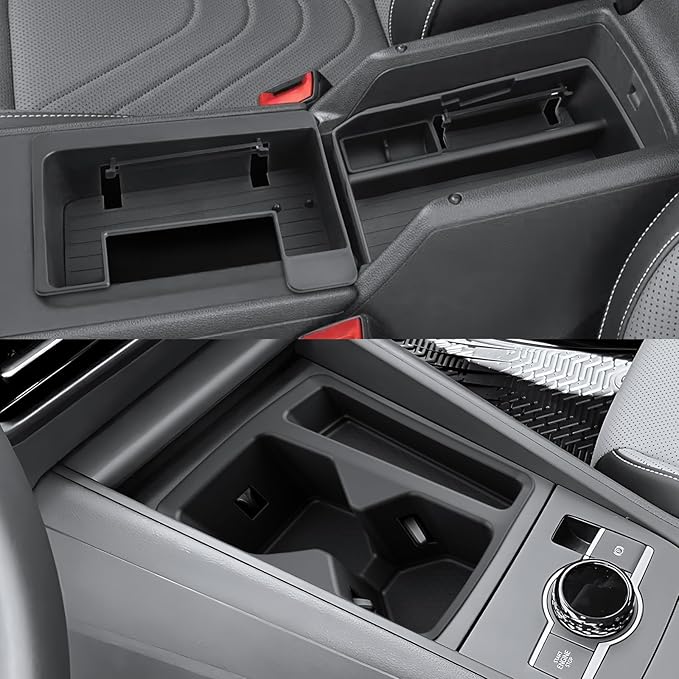 2025-2026 Tiguan Center Console Organizer for 2025 2026 VW Tiguan Armrest Insert Tray+Center Console Tray+TPE Console Cup Holder Middle Console Armrest Storage Box 2026 Tiguan Accessories