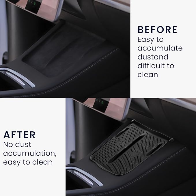 kwmobile Car Central Console Wireless Charging Pad Cover Compatible with Tesla Model Y/Model 3 Cover - Black