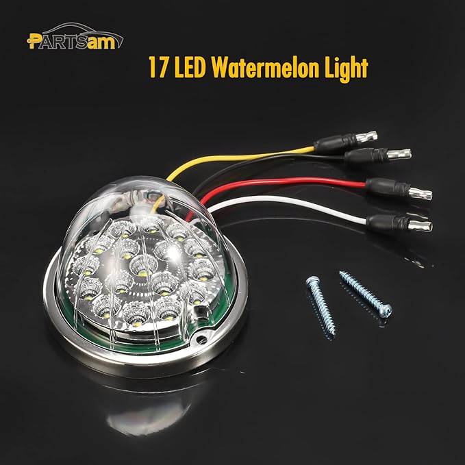 Partsam 1PCS Dual Revolution 17 Led Watermelon Light for Semi Truck, Amber Turn Signal and Marker to White Auxiliary Light, Underglow Lights Compatible with Freightliner Kenworth Peterbilt