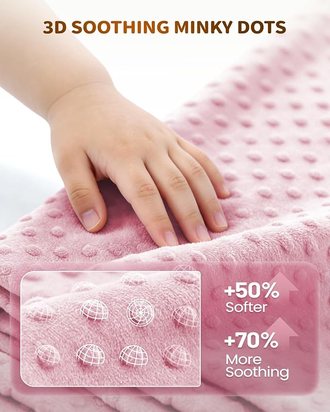 Memory Foam Kids Travel Pillow, Car Pillow for Kids, H-Shape Car Pillows for Sleeping, Removable Pillowcase, Adjustable, Velvet Dots, Pink