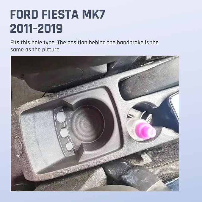 YJYWZH Car Armrest Box Fit for Ford Fiesta 3 2011-2019 MK7 Accessories Center Console Cup Holder Double Layer Storage Organizer Box with 2 USB Fast Charging Ports, Black Stitches