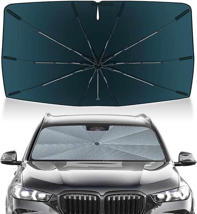 Autorder Windshield Sun Shade Umbrella for 2019-2025 BMW X5 Accessories,Upgraded Ice Crystal Material,Easy Setup Umbrella Sunshade for Car Windshield,100% Sun Blocking