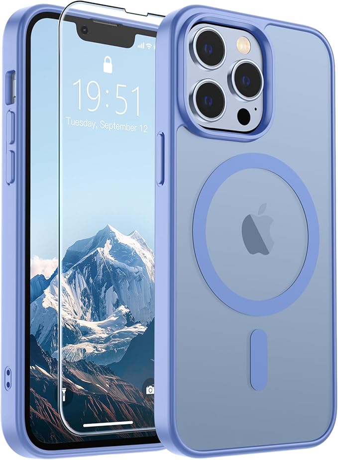 SUPFINE Magnetic for iPhone 13 Pro Case (Compatible with MagSafe) (Military Grade Drop Protection) Slim Translucent Matte Shockproof with Anti-Fingerprint Phone Case,Blue Purple