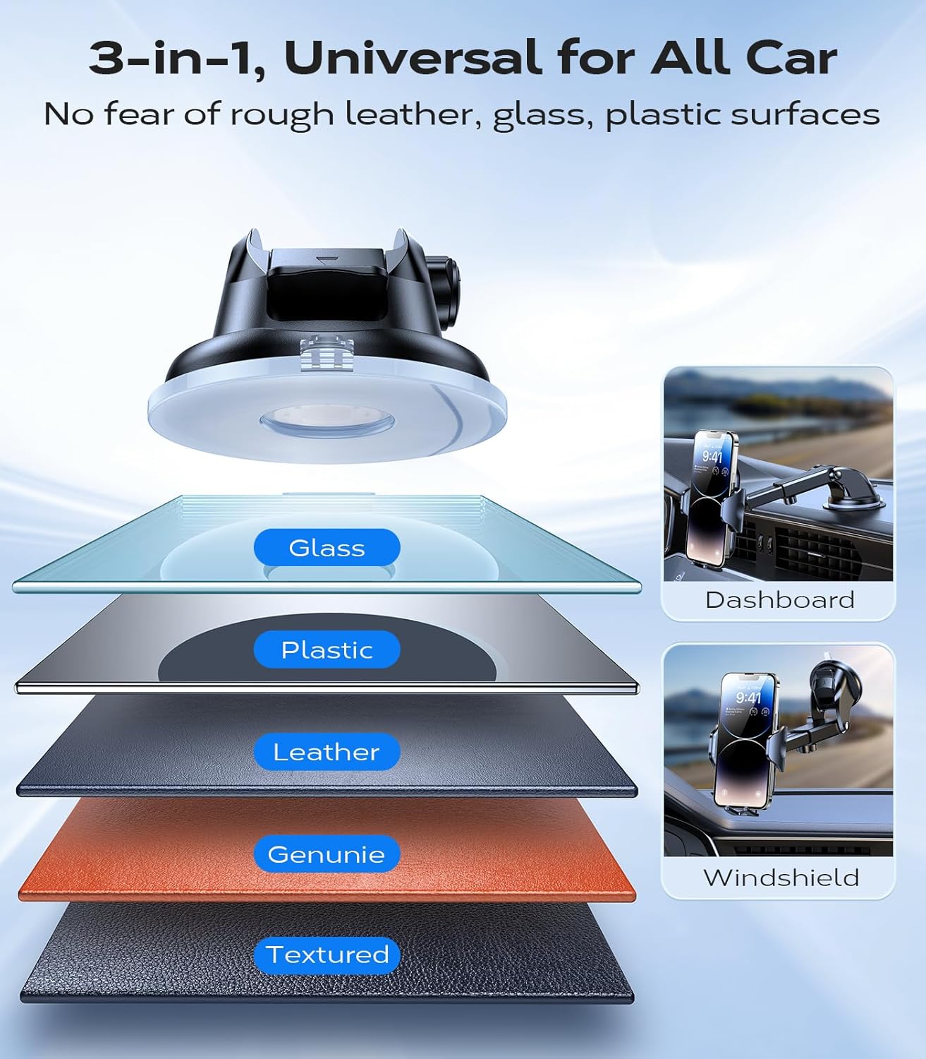 VICSEED [True Strongest Suction] [Pro Rally Racing-Grade] Phone Holders for Your Car 2025 Upgraded Car Phone Holder Mount Truck Stand Cradle for iPhone 16 Pro Max Samsung All Phones, Light Blue