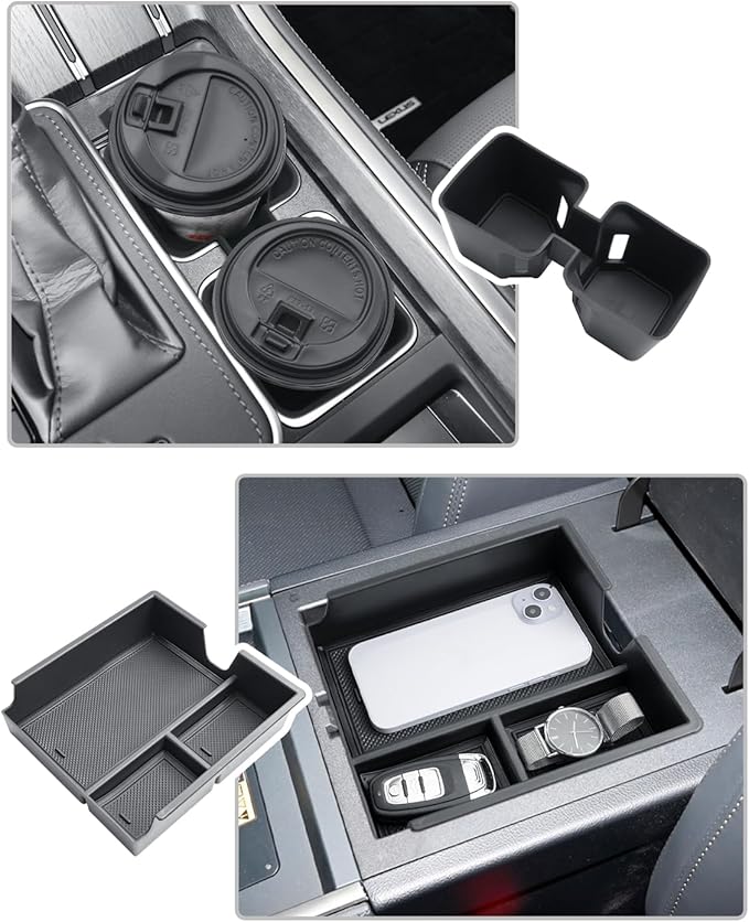CDEFG 4Pcs for 2024 2025 2026 Lexus GX 550 Center Console Organizer 2024-2026 GX550 Accessories Middle Console & Armrest Hidden Storage Box & Cup Holder & Wireless Charging Mat(Not for Cool Box)
