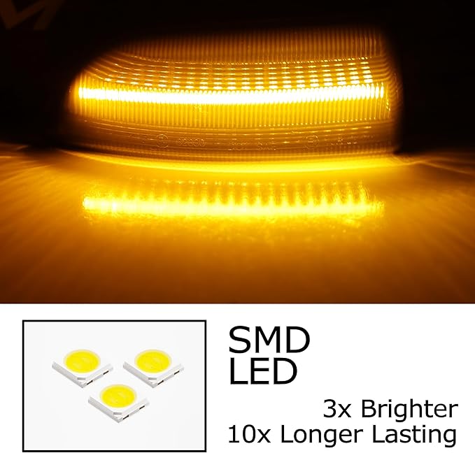 iJDMTOY Black-Out Smoked Lens Amber LED Dynamic Sequential Blink Side Mirror Turn Signal Light Assembly Kit Compatible With Ford 2019-2023 Ranger Lariat Chrome Housing ONLY