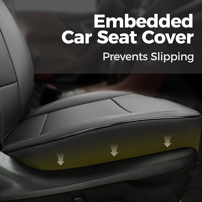 GIANT PANDA Custom Fit Full Set Car Seat Covers for Ford Mustang Convertible 2015 2016 2017 2018 2019 2020 2021 2022 2023 2024 2025 2026, Faux Leather, Black&Red