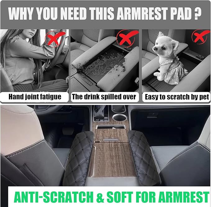 Armrest Cover for Toyota Sienna 2021 2022 2023 2024 2025 2026 Leather Center Console Side Covers [Not for Cool Box], Scratch-Resistant & Stylish for Toyota Sienna Interior Accessories
