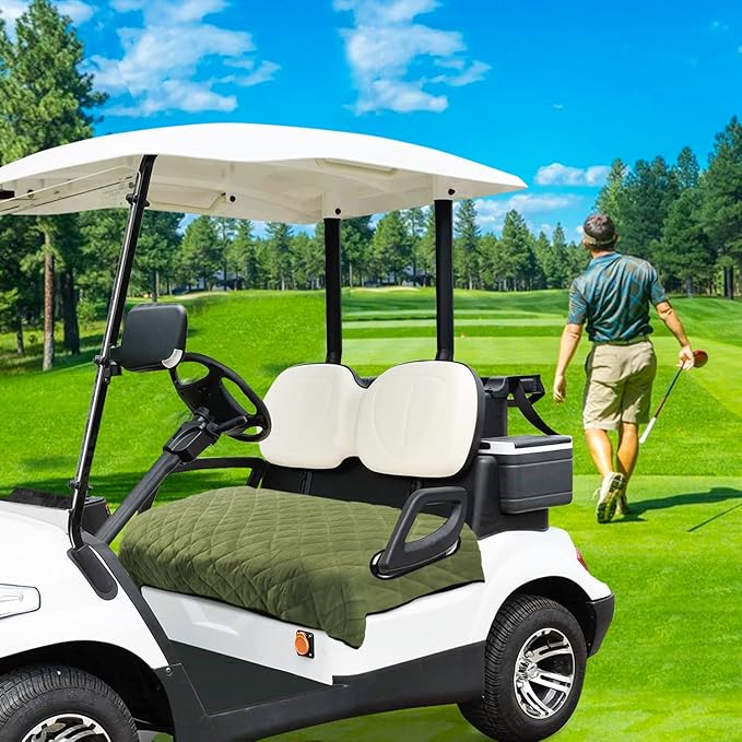YOKYHOM Golf Cart Seat Covers, Golf Cart Seat Towel Blanket, Short Plush Surface, Soft and Comfortable, Suits EZGO, Yamaha, Club Car and Other 2-Seat Golf Carts, 51"x 30.5", Grass Green
