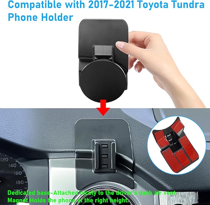 Compatible with Toyota Tundra Phone Holder 2017-2021 for Air Vent,2nd Gen Tundra Phone Mount Magnetic Navigation Bracket Anti-Shake,360 Degree Rotation Tundra Dashboard Cell Phone Mount Stand