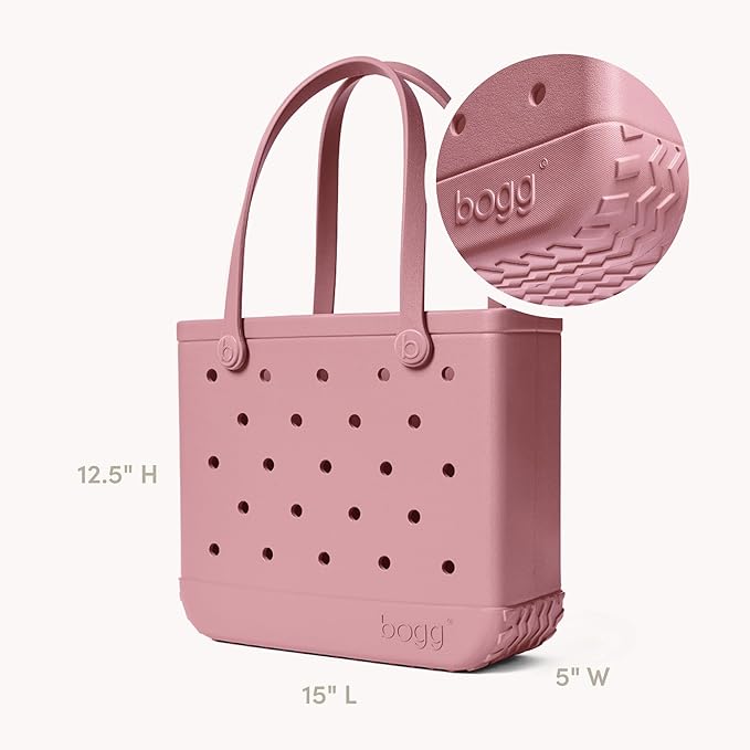 BOGG BAG Medium Tote – 15” x 12.5” x 5” – Durable, Washable, Tip-proof – Beach, Pool, Boat, Work, Sports (Blushing)