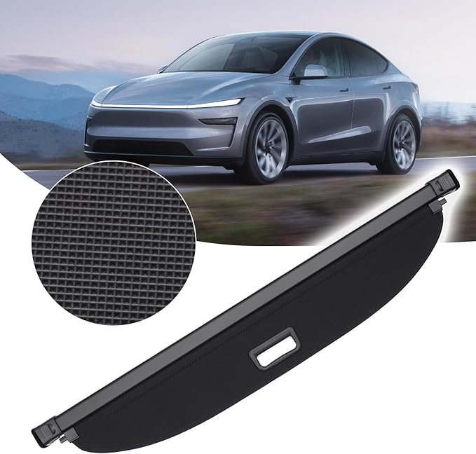 Powerty Cargo Cover for Tesla Model Y Juniper 2025 2026(Just for 5-Seaters), Trunk Cover Retractable Trunk Shielding Shade Privacy Luggage Screen for Model Y Juniper Accessories