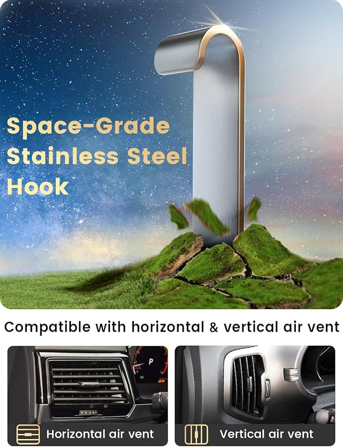 Phone Holders for Your Car: [Never Blocking] Air Vent Cell Phones Mount for iPhone 17 Pro Max & Samsung Android Smartphone [Thick Cases Friendly] Hands-Free Auto Mobile Phone Stand
