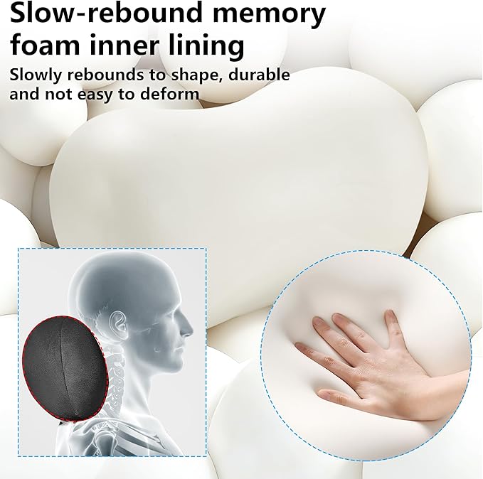Car Neck Pillow Ergonomic Design Memory Foam Softness Car Headrest Pillow for Neck Support Cushion for Driving, Universal Fit Head Rest Travel Pillow, Fits All Vehicles, Black, 2 Pack