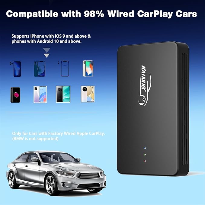 Wireless CarPlay Adapter, 2025 Smart AI Box Supports Netflix/YouTube and More, Dual-Band WiFi & Bluebooth 5.0, Android Auto Magic Box with USB Playback for Cars with Wired CarPlay