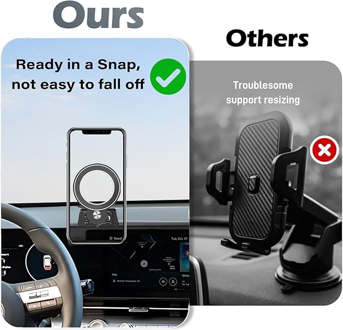 Car Phone Holder for Hyundai Kona/EV/Kona Electric 2024 2025 2026 Accessories Apply to 12.3 Inch Touch Screen Fixed Clip Magnetic Cell Phone Mount Hands-Free 360° Rotation