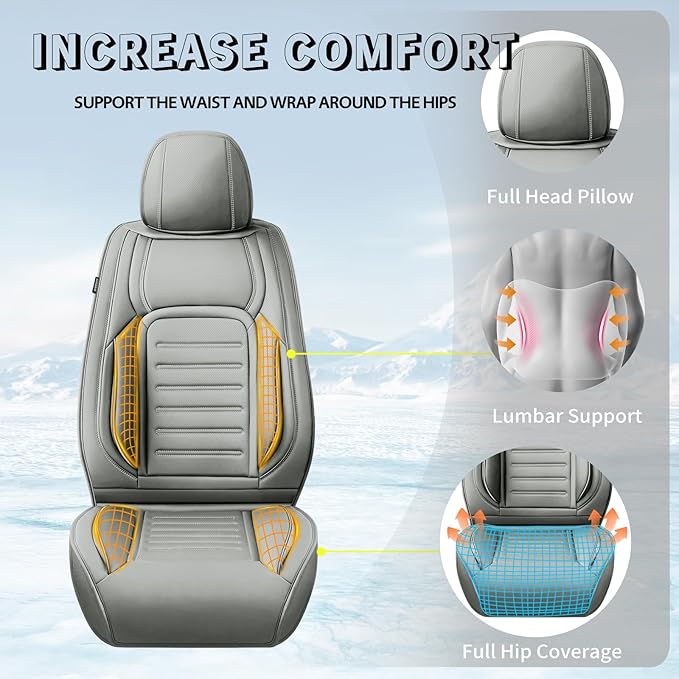 Fit Tucson Premium Leather Car Seat Covers Compatible with Hyundai Tucson 2010-2024 2026, Breathable, Wear Resistant, Airbag Compatible, All-Weather Protection & Full Coverage, Full Set Gray