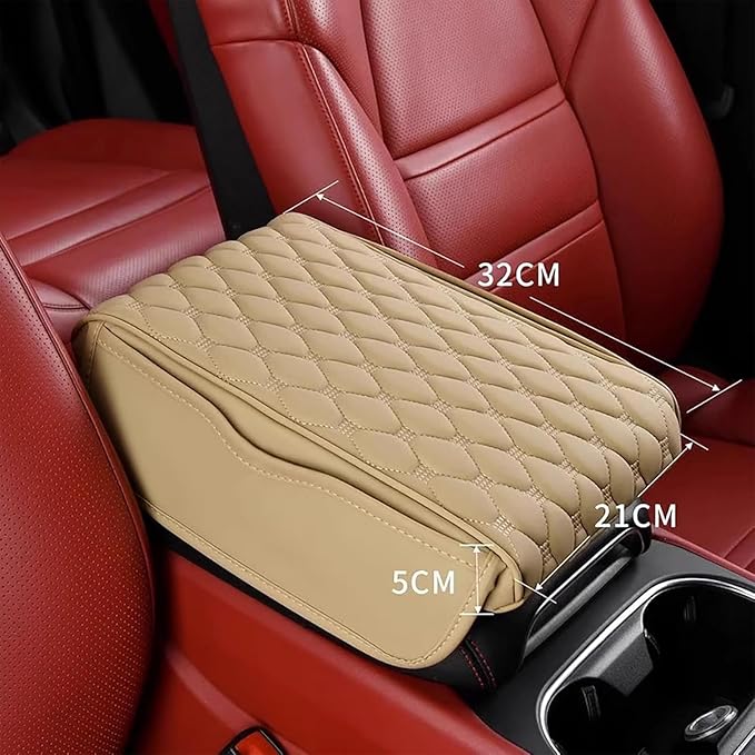 Car Center Console Cushion Pad for Hyundai Elantra 2017-2020, Leather Armrest Box Pad Armrest Cover Arm Rest Cover Pad with 2 Storage Bags Waterproof for Most Vehicles Vehicles SUVs