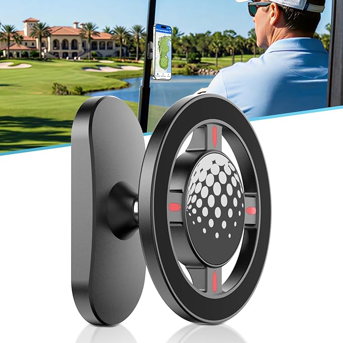 Magnetic Golf Cart Phone Holder Compatible with MagSafe iPhone 12-17, Golf Cart Mount Accessories Gifts for Men Golfers Women Dad, Golf Stuff for EZGO, Gym, Club Car Black