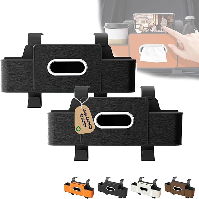 Car Organizers and Storage Box Behind Seat, Large Car Seat Back Organizer for Hold Phone, Drinks, Handbag, Universal Fit for Suv/Sedan (Black, 2pcs)