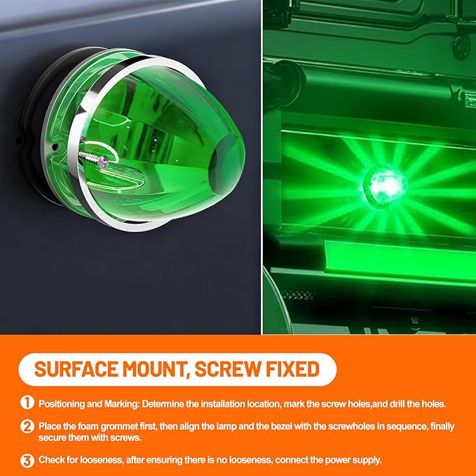 Dual Function 4Pcs Green Watermelon Lights Strobe+Constant LED Side Marker Clearance Turn Signal Top Cap Roof Underglow Tail Trailer Lights for Semi Truck,Bus,Van,Camper,Golf cart