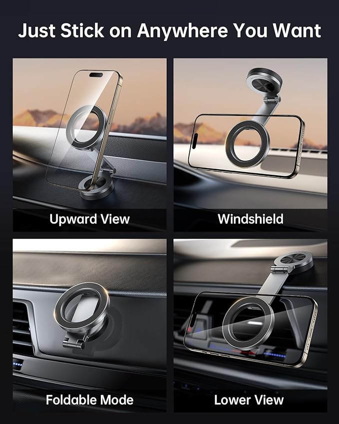 SYNCWIRE for MagSafe Car Mount【360° Rotation】Magnetic Phone Holder for Car, Adjustable Metal Arm, Ultra Magnet, Car Magnet Phone Mount for Dashboard, Fit for iPhone 17 16 15 14 13 Pro Max &All Phones