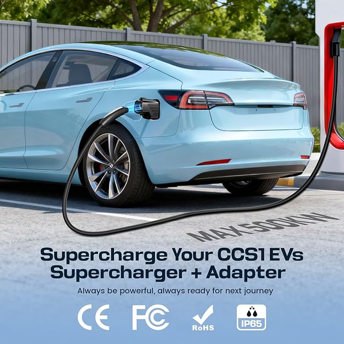 NACS to CCS1 Charger Adapter Compatible with Tesla Superchargers,UL 2252 Upgraded Tesla Supercharger to CCS1 Charger Adapter (500A, 1000V), Fast Charge for Electric Vehicle, [Check Compatibility]