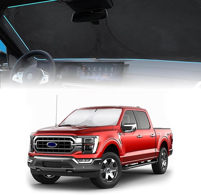 Windshield Sun Shades Sunshade fit for Ford F150 2021-2024 2025 2026 Front Window Shield Sun Visor Protector for Ford F150 F-150 Lariat King Ranch Platinum XL XLT Limited Raptor Truck Car Accessories