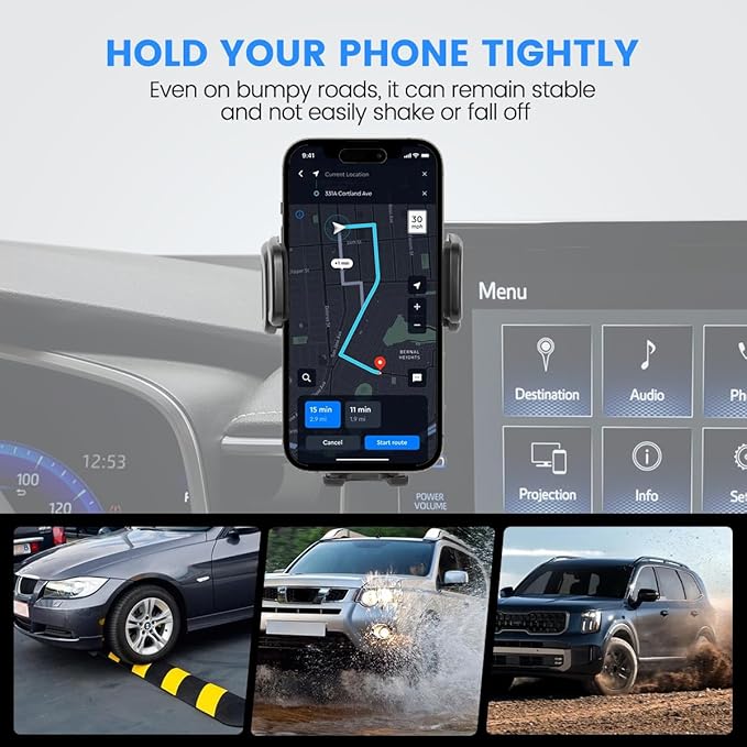 Car Phone Holder Fit for Ford Bronco Sport 2021-2024 Auto Interior Accessories 8-Inch Screen Fixed Clip, Cell Phone Mount Dash Mount Hands-Free 360° Rotation