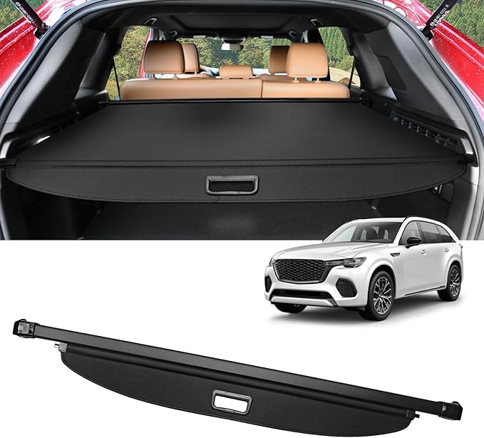 Cargo Cover for Mazda CX-70 CX70 2024 2025 2026 Accessories Retractable Trunk Cover Security Shielding Shade Cargo Luggage Cover Trunk Privacy Protection (Carbon Fiber Texture)