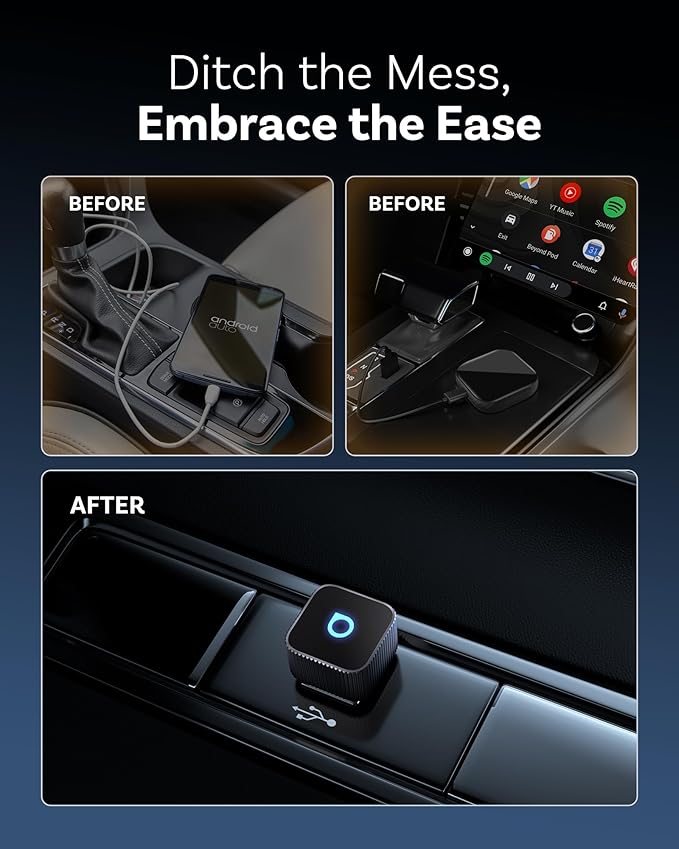 Ottocast Mini Cube 3.0 Wireless CarPlay & Android Auto Adapter 2026– Plug & Play, Fast Auto-Reconnect (Black)