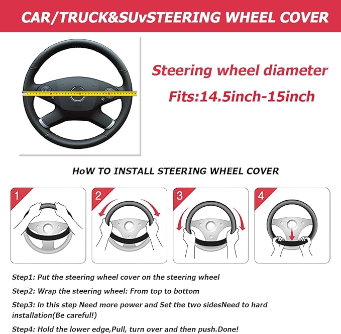 Mandark Car Steering Wheel Cover, Suede Sport Vehicle Steer Wheel Protector Fitting 15 Inch, Non-Slip Comfortable Automotive Interior Decoration Accessories, Universal for Most Cars (Wine Red)