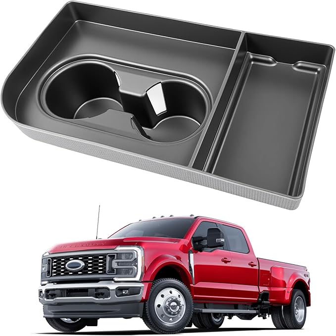 Console Organizer Tray Cup Holder Fits for 2021-2025 Ford F150 & 2023-2026 F250 F350 F450 F550 40/20/40 Jump Seat Center Console Storage Cup Holder Insert for F-Series Super Duty Accessories