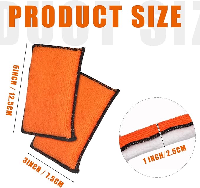 Mudder 8 Pcs Car Interior Scrubbing Sponge 5'' x 3'' Fiber Car Wax Applicator pad Household Cleaning Sponges for Leather Car Seat Couch Cleaning (Orange White)