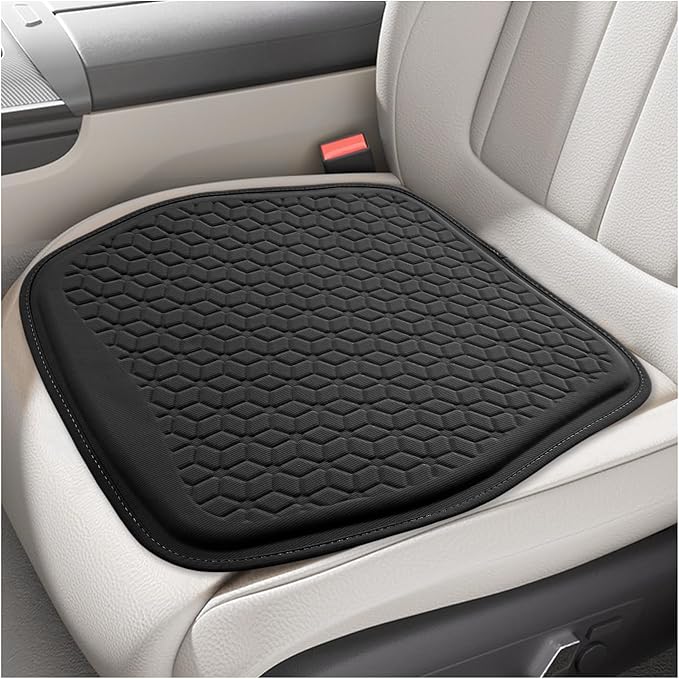Gel Car Seat Cushion, Non-Slip Breathable Automotive Front Seat Bottom Cushion Pad, Comfortable & Cooling Seats Cover Interior Mat for Sedans SUVs Trucks, Car Accessories (Black)